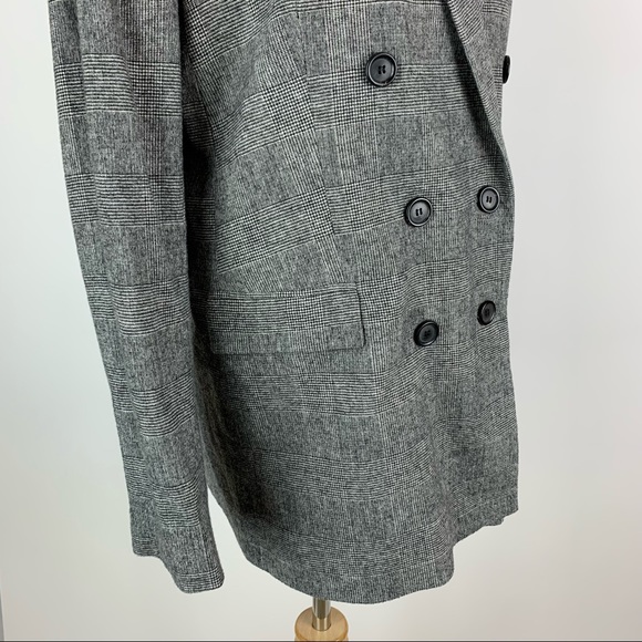 ZARA Black Plaid Double Breasted Blazer Medium - Picture 10 of 16